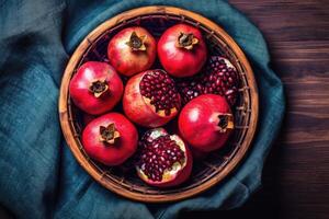 azione foto di Melograno su il cucina piatto posare fotografia generativo ai