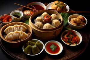azione foto di offuscare somma o dixin è uno di il maggior parte popolare cantonese cibo fotografia generativo ai