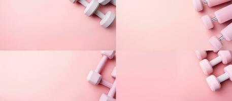 un' serie di fotografie di rosa e bianca oggetti creato con generativo ai tecnologia