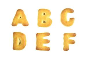 biscotti inglese alfabeto. bambino divertente biscotti foto