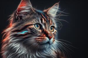 lato Visualizza di gatto su nero sfondo generato ai foto