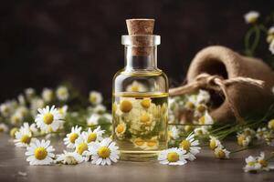 erba essenziale olio aroma Bootle e foglia , generativo ai foto