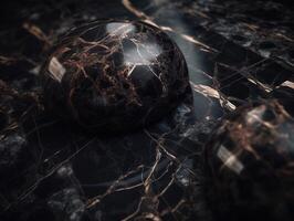 astratto scena con marmo pietre su buio sfondo creato con generativo ai tecnologia foto