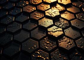 buio oro astratto sfondo biologico forme astratto geometrico mosaico modello creato con generativo ai tecnologia foto