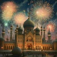sfondo di ramadan kareem con moschea foto