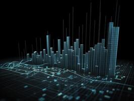 analizzando economico crescita grafico finanziario dati creato con generativo ai tecnologia foto