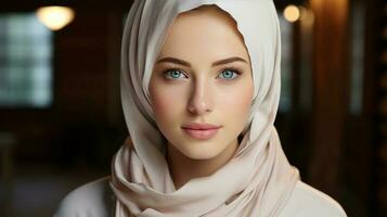 bellissima musulmano donna Sorridi. ai generato foto