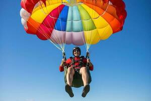 maturo anziano maschio su un' paracadute.. ai generato foto