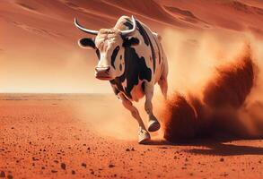 il mucca corre su Marte. ai generato foto