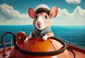ritratto di un' topo su vacanza a mare. ai generato foto