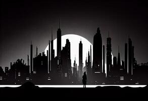 moderno megapolis città futuro , città silhouette orizzonte. ai generato foto