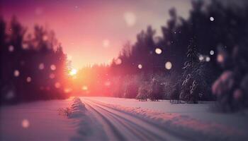 bellissimo naturale inverno sfocato sfocato sfondo Immagine con foresta. ai generato. foto