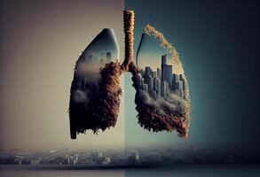 polmone malattia dae fumo , aria inquinamento. ai generato. foto