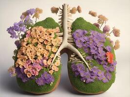 umano polmoni a partire dal quale fiori crescere. ai generato. foto