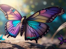 colorato dipinto farfalla con Ali diffusione su volare. ai generato foto