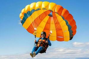 maturo anziano maschio su un' paracadute.. ai generato foto