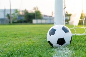 pallone da calcio sul campo da calcio foto