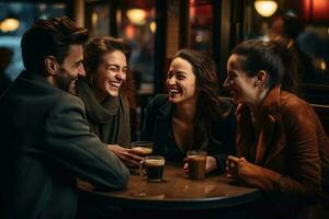 contento amici incontro nel bar. generativo ai foto