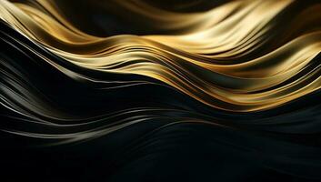 astratto nero oro onda sfondo. ai generato foto