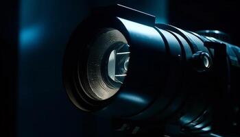 moderno telecamera lente zooma nel su film generato di ai foto
