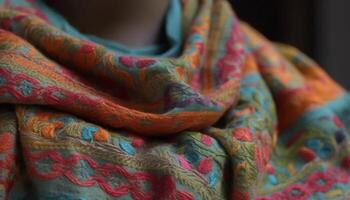 intrecciata scialle, vivace colori, Turco cultura, eleganza generato di ai foto