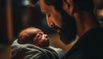 padre e figlio legame, amore e solidarieta generato di ai foto