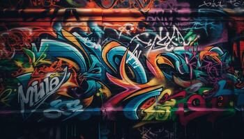 vivace graffiti vernici caotico città strada fondale generato di ai foto