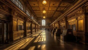 lusso illuminato vecchio stile architettura dentro di casa generato di ai foto