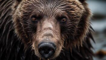 carino cucciolo bagnato naso annusa nevoso erba generato di ai foto