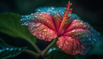 vivace rosa fiorire brilla nel primo piano erba generato di ai foto