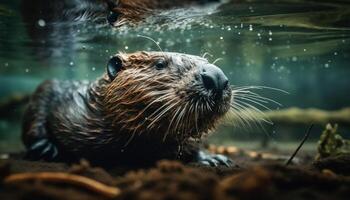 bagnato foca naso barba messa a fuoco su primo piano generato di ai foto