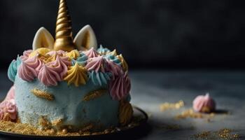 frustato crema glassatura su Multi colorato cupcake, Perfetto per celebrazione generato di ai foto