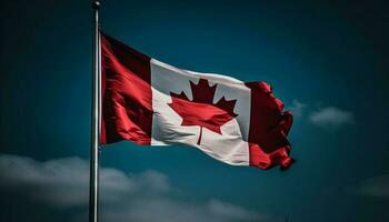 agitando canadese bandiera simboleggia orgoglio e patriottismo generativo ai foto