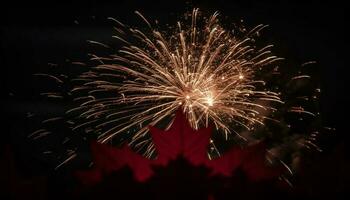 vivace colori che esplode nel fuoco d'artificio Schermo celebrazione generato di ai foto