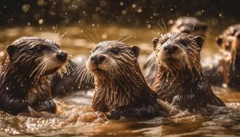 giocoso foca spruzzi nel subacqueo divertimento generato di ai foto