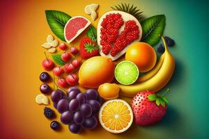 fresco frutta salutare cibo aria Visualizza scena ,generativo ai foto
