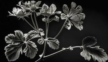 monocromatico natura un' nero e bianca macro floreale generato di ai foto