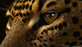 fissando leopardo, bellezza nel natura, a strisce pelliccia, carino barba generato di ai foto