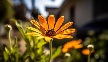 vivace fiori selvatici adornano il prato nel il estate luce del sole generato di ai foto