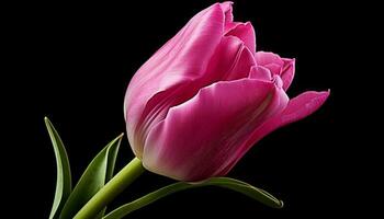 vivace tulipano fiorire nel natura bellezza, rosa petali vicino su generato di ai foto