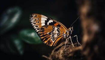 il macchiato farfalla vivace Ali vetrina naturale bellezza nel estate generato di ai foto