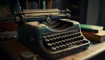 macchina da scrivere il rustico scrittura strumento per nostalgico creatività generato di ai foto
