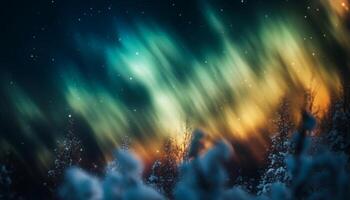 un' raggiante stella pista si illumina il buio inverno cielo fondale generato di ai foto