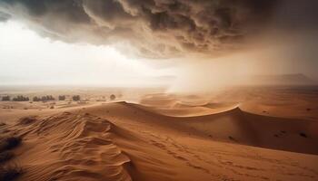 tranquillo scena di maestoso sabbia dune nel arido Africa generato di ai foto