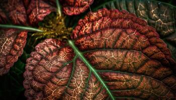 il vivace foglia vena modello vetrine il bellezza di natura generato di ai foto