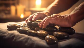 tranquillo terme trattamento Meditare terapista massaggi armonia in benessere generato di ai foto