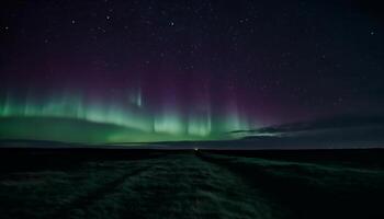 stella pista si illumina maestoso montagna gamma nel vivace Multi colorato paesaggio generato di ai foto