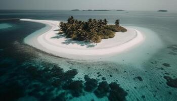 aereo Visualizza di idilliaco tropicale costa, trasparente acqua, palma alberi generato di ai foto