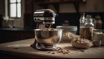 barista fabbricazione buongustaio cappuccino con latte e cioccolato ingredienti generato di ai foto