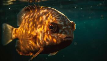 colorato tropicale pesce nuotare nel un' bellissimo subacqueo scogliera ambiente generato di ai foto